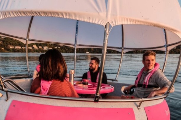 a small boat in a body of water