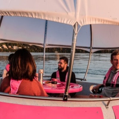 a small boat in a body of water