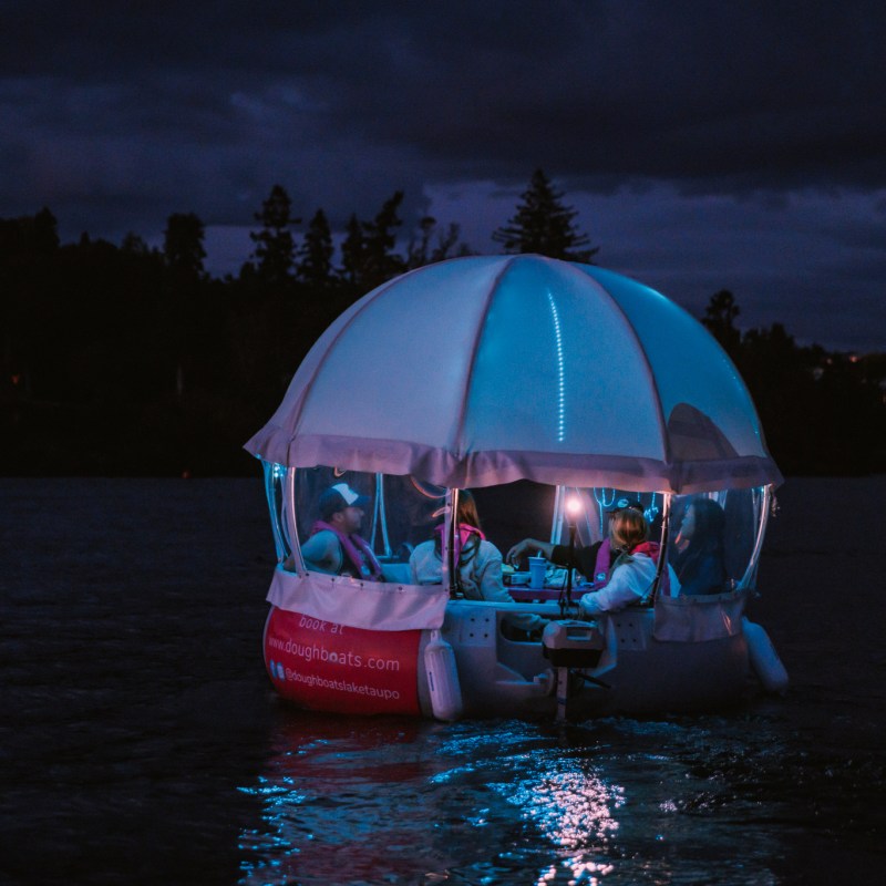 a small boat in a body of water